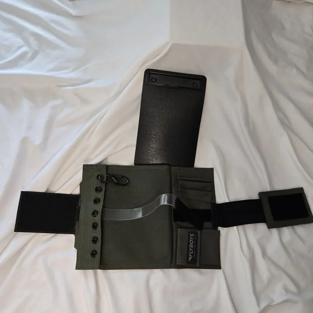 Flyboys FB1316 Kneeboard For Pilots with Eyelets & Clipboard Olive Green Velcro